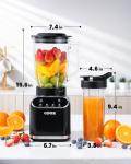 GDOR Professional Blender for Smoothies, 5 Functions, 1200 Peak Watts Smoothie Blender, 52 Oz Glass Jar & 24 Oz To-Go Cup Combo, Ice Crushing & Frozen Fruit, Self-Cleaning, Black