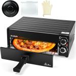 Anatole Electric Pizza Oven 12" 1800W Indoor Countertop Pizza Maker Time Temperature Adjustable Multifunctional Pizza Cooker with Removable Grill Crumb Tray ETL Certified