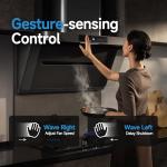 Arspura P1 36'' IQV Range Hood| PM2.5 Real-time Monitoring| Stainless Steel Under Cabinet/Wall Portable Stove Vent with Touchscreen |13m/s High Speed | Quiet Kitchen Black Wall Mount Range Hood