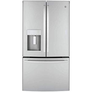 GE GYE22GYNFS 36" French Door Counter Depth Refrigerator with 22.1 cu. ft. Total Capacity Space Saving Ice Maker Showcase LED Lighting in Stainless Steel
