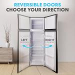 Simpli-Magic 10 Cu.Ft. Fridge with Freezer – Double Door Compact Refrigerator for Office, Dorm, Bedroom, Garage – Adjustable Thermostat, Large Capacity, Stainless Steel Finish