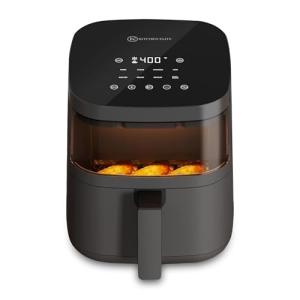 Kitchen Elite Digital Air Fryer Oven with Viewing Window and 8 Presets, 4 Quart, Touchscreen Cooker, Precise Temp Control, Elegant Gray