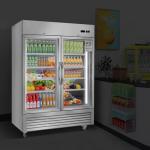 JINSONG Commercial Beverage Fridge Display Refrigerator, 54" Wide, Glass Door Refrigerator, Stainless Steel Beverage Cooler with LED Lighting & 8 Shelves for Restaurant, Office, Shop, Bar, 49 Cu.ft