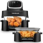 TEVOLUX 4-in-1 Portable Glass Air Fryer Cooking System, 1500W, 6.3QT & 4.4QT Glass Containers with Storage Lids, Microwave, Freezer & Dishwasher Safe
