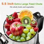 Cold Press Juicer, 5.5" Wide Feed Chute Juice Machine, High Juice Yield, Slow Masticating Juicer for Whole Vegetables & Fruits,Concealed Pulp Container Design for Aesthetic Appeal and Practicality