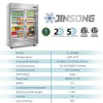 JINSONG Commercial Beverage Fridge Display Refrigerator, 54" Wide, Glass Door Refrigerator, Stainless Steel Beverage Cooler with LED Lighting & 8 Shelves for Restaurant, Office, Shop, Bar, 49 Cu.ft