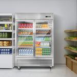 JINSONG Commercial Beverage Fridge Display Refrigerator, 54" Wide, Glass Door Refrigerator, Stainless Steel Beverage Cooler with LED Lighting & 8 Shelves for Restaurant, Office, Shop, Bar, 49 Cu.ft