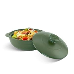 MINH LONG 2-Qt Porcelain Dutch Oven Pot with Lid – Non Toxic Clay Pot for Cooking on Gas & Infrared Cooktop, Lead & Cadmium Free, Oven Safe to 482°F, Heat Retention, Use to Marinate, Cook, Bake, Refrigerate & Serve