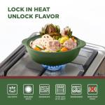 MINH LONG 2-Qt Porcelain Dutch Oven Pot with Lid – Non Toxic Clay Pot for Cooking on Gas & Infrared Cooktop, Lead & Cadmium Free, Oven Safe to 482°F, Heat Retention, Use to Marinate, Cook, Bake, Refrigerate & Serve