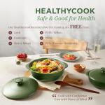 MINH LONG 2-Qt Porcelain Dutch Oven Pot with Lid – Non Toxic Clay Pot for Cooking on Gas & Infrared Cooktop, Lead & Cadmium Free, Oven Safe to 482°F, Heat Retention, Use to Marinate, Cook, Bake, Refrigerate & Serve