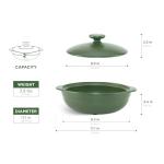 MINH LONG 2-Qt Porcelain Dutch Oven Pot with Lid – Non Toxic Clay Pot for Cooking on Gas & Infrared Cooktop, Lead & Cadmium Free, Oven Safe to 482°F, Heat Retention, Use to Marinate, Cook, Bake, Refrigerate & Serve