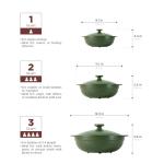 MINH LONG 2-Qt Porcelain Dutch Oven Pot with Lid – Non Toxic Clay Pot for Cooking on Gas & Infrared Cooktop, Lead & Cadmium Free, Oven Safe to 482°F, Heat Retention, Use to Marinate, Cook, Bake, Refrigerate & Serve