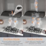 SOONYE 30 inch Black Under Cabinet Range Hood, Stainless Steel Slim Kitchen Vent Hood Ducted/Ductless Convertible with 3 Speed Controls, 5-Layer Aluminum Filters,LED Lights