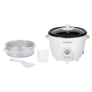 CUCKOO One Touch Rice Cooker 12-Cup Cooked, Small Rice Cooker & Warmer with Steamer Tray, Versatile Grain Cooker, Soup Maker, Auto Keep Warm, 6-Cup Uncooked, White (CR-0601C)