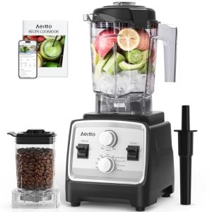 Aeitto Blenders for Kitchen with 1800W Motor, 68Oz. Large Capacity, 2-in-1 Blender & Grinder Combo, BPA-Free Countertop Professional Blender for Smoothies, Ice Crush, Frozen Drinks, Silver