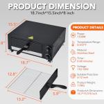 12 Inch Electric Countertop Pizza Oven, 1100w Stainless Steel Commercial Pizza Maker with Viewing Window & Timer for Fast Baking, Indoor Use for Restaurant, Home, Kitchen, Catering & Mall Kiosk