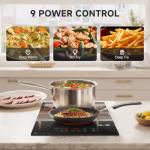 AMZCHEF 2-Burner-Electric-Cooktop-Electric-Stove, 12 inch Plug in Stove Top 110V-120V, 2 Burner Hot Plate with 1800W & 9 Power Levels, Residual Heat Indicator, Over-Temperature Protection