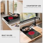 AMZCHEF 2-Burner-Electric-Cooktop-Electric-Stove, 12 inch Plug in Stove Top 110V-120V, 2 Burner Hot Plate with 1800W & 9 Power Levels, Residual Heat Indicator, Over-Temperature Protection