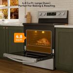 Empava Electric Range, Radiant Ceramic Cooktop with 4.8 Cu. Ft. Oven, 4 Cooking Elements, Steam Cleaning, Freestanding & Slide-in Stove in Stainless Steel,30 Inch, 240V(Power Cord Not Included)