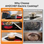 AMZCHEF 2-Burner-Electric-Cooktop-Electric-Stove, 12 inch Plug in Stove Top 110V-120V, 2 Burner Hot Plate with 1800W & 9 Power Levels, Residual Heat Indicator, Over-Temperature Protection