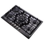 Gas Cooktop 30 Inch, Built-in 5 Burners Gas Stovetop Stainless Steel LPG/NG Convertible Gas Stove Dual Fuel Sealed Gas Cooktop - Black