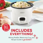Dash Mini Rice Cooker - Designed for Single-Serve Cooking - Compact Rice Cooker with Nonstick Removable Pot, Keep Warm Function & Easy-to-Clean Sleek Design - White
