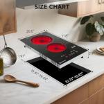 AMZCHEF 2-Burner-Electric-Cooktop-Electric-Stove, 12 inch Plug in Stove Top 110V-120V, 2 Burner Hot Plate with 1800W & 9 Power Levels, Residual Heat Indicator, Over-Temperature Protection