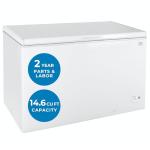 Kenmore Deep Freezer - Chest Freezer, 1 Basket, Garage Ready, Meat Storage, Front Drain, Congelador For Home, Apartment, Basement, Dorm, Shed, Cottage, Manual Defrost, Stand Up, 14.6 Cubic Feet, White