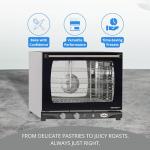 Cadco XAF-133 23-5/8" Half-Size Heavy Duty Countertop Convection Oven w/Humidity Control for Restaurant Hotel Food Truck Concession Kiosk, 4 Shelves, Stainless Steel, 208/240V, NSF