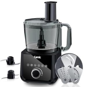 Camic Food Processor, 600W, Shredding and Slicing, French Fries Cutter, Kneading, Meat and Vegetable Chopping, Ice Crushing, 6 Presets, Easy to Operate and Clean for Home Use (Standard version)