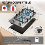 Gas Stove 2 Burner, Propane Cooktop 12 inch, Nafewin Portable Gas Cooktop Stainless Steel Stove Burner with Thermocouple Protection, Lpg/Ng Dual Fuel Built-in Hob for Apartments, Outdoor, Rvs