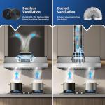 Tiesay 30 Inch Under Cabinet Range Hood 900 CFM with Ductless Convertible Duct Kitchen Hoods, 3-Speed Adjustable, Dishwasher Safe Baffle Filters, LED Lights, Stainless Steel, Button Control