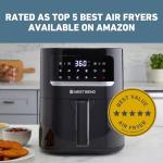 West Bend Compact Air Fryer 5-Quart Capacity with Digital Controls LCD Display and 10 Cooking Presets with Shake Reminder, Nonstick Frying Basket, 1500-Watts, Black