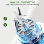 Camic Food Processor, 600W, Shredding and Slicing, French Fries Cutter, Kneading, Meat and Vegetable Chopping, Ice Crushing, 6 Presets, Easy to Operate and Clean for Home Use (Standard version)