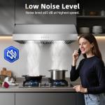 Tiesay 30 Inch Under Cabinet Range Hood 900 CFM with Ductless Convertible Duct Kitchen Hoods, 3-Speed Adjustable, Dishwasher Safe Baffle Filters, LED Lights, Stainless Steel, Button Control