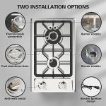 Gas Stove 2 Burner, Propane Cooktop 12 inch, Nafewin Portable Gas Cooktop Stainless Steel Stove Burner with Thermocouple Protection, Lpg/Ng Dual Fuel Built-in Hob for Apartments, Outdoor, Rvs