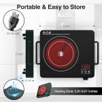 VBGK Electric Cooktop, 1800W Single Burner Induction Cooktop with 9 Power Levels, Timer and Knob Control, 110-120V