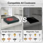 VBGK Electric Cooktop, 1800W Single Burner Induction Cooktop with 9 Power Levels, Timer and Knob Control, 110-120V