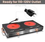 2 Burner Electric Cooktop 24 Inch Electric Stove, Nefaracy 2000W Portable electrical Stove with Handle, 9 Power Settings, Senor Touch & Knob Control, Safety Lock, Timer, 110-120V Plug in