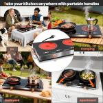 2 Burner Electric Cooktop 24 Inch Electric Stove, Nefaracy 2000W Portable electrical Stove with Handle, 9 Power Settings, Senor Touch & Knob Control, Safety Lock, Timer, 110-120V Plug in