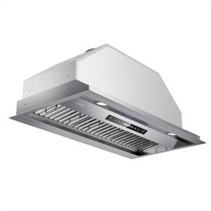 IKTCH 42 inch Built-in/Insert Range Hood 900 CFM, Ducted/Ductless Convertible Duct, Stainless Steel Kitchen Vent Hood with 2 Pcs Adjustable Lights and 3 Pcs Baffle Filters with Handlebar(IKB02-42'')