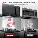 GASLAND 1.9 Cu. Ft. 30 Inch OTR1902B Over the Range Microwave Oven, Over the Stove Microwave, 1000 Watts, 400 CFM Exhaust Fan and LED Light, 13.5" Glass Turntable, Black