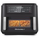 Elite Gourmet EAF1055D Dual Zone Air Fryer Oven, 11QT. Capacity with Divider 2 Independent Cook Zones, Dishwasher Safe Basket, 10 Preset Functions, 1600-Watts, with Recipe Booklet, Black