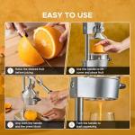 CO-Z Hand Press Juicer Machine, Manual Orange Juicer and Professional Citrus Juicer for Orange Juice Pom Lime Lemon Juice, Commercial Lemon Squeezer, Easy to Clean, Gray