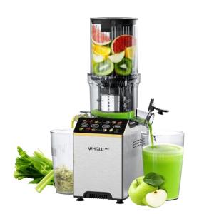 WHALLPRO Cold Press Juicer, Touchscreen Juicer Machines with 4.5'' Wide Feed Chute, Stainless Steel Masticating Juicers Easy to Clean, Ergonomic Operational Panel Design, High Juice Yield, Steel