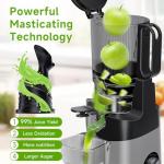 EanOruus Cold Press Juicer, 5.8" Wide Feed Chute Juice Extractor Machine with 400W, High Juice Yield, Slow Masticating Juicer for Whole Vegetables & Fruits, Dark Grey