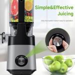 EanOruus Cold Press Juicer, 5.8" Wide Feed Chute Juice Extractor Machine with 400W, High Juice Yield, Slow Masticating Juicer for Whole Vegetables & Fruits, Dark Grey
