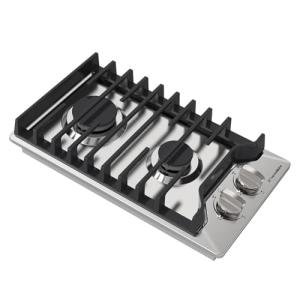 12 Inch Gas Cooktop, ThermoMate Heavy Built In Gas Rangetop with 2 High Efficiency SABAF Burners, NG/LPG Convertible 304 Stainless Steel Stove Top with Flame Out Protection, CSA Certified