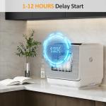 Sunvivi Portable Dishwasher with 152OZ Water Tank, 18" Countertop Dishwasher Machine fits up to 12" plates, Energy Star, 6 Preset Mode, 12H Delay Start, Small Dish Washer for Dorm RV&Apartment, White