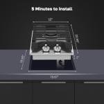 12 Inch Gas Cooktop, ThermoMate Heavy Built In Gas Rangetop with 2 High Efficiency SABAF Burners, NG/LPG Convertible 304 Stainless Steel Stove Top with Flame Out Protection, CSA Certified